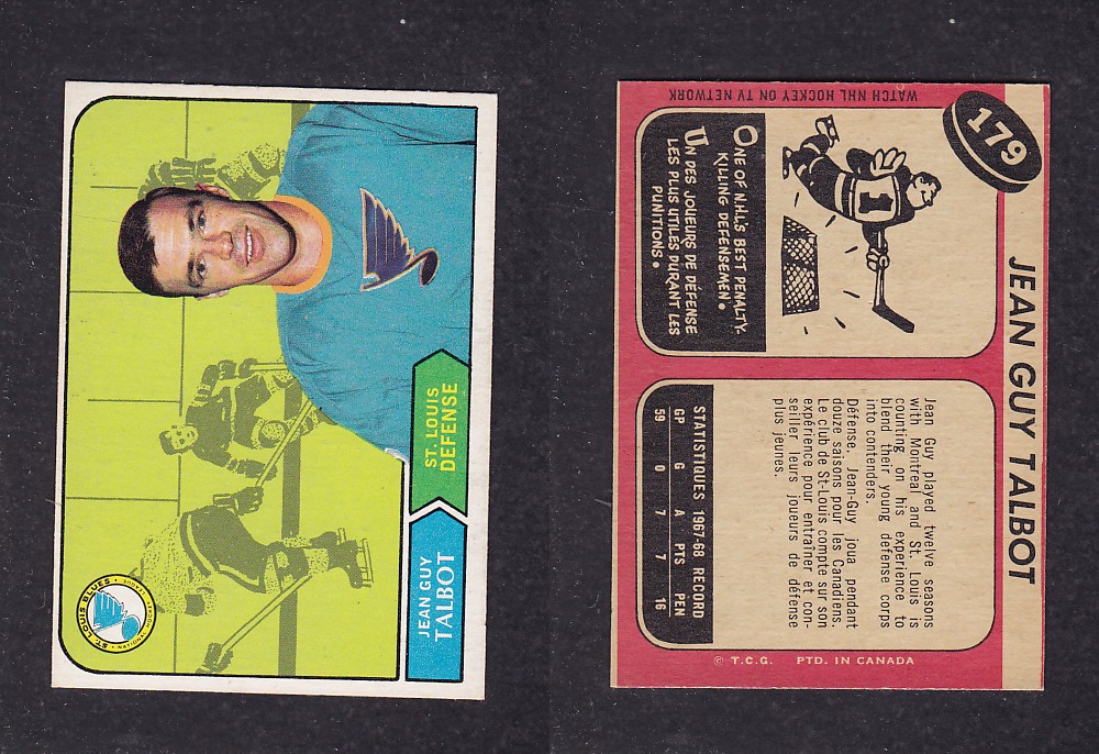 1968-69 O-PEE-CHEE HOCKEY CARD #179 J. G. TALBOT photo 1968-69 O-PEE-CHEE HOCKEY CARD #179 J. G. TALBOT photo