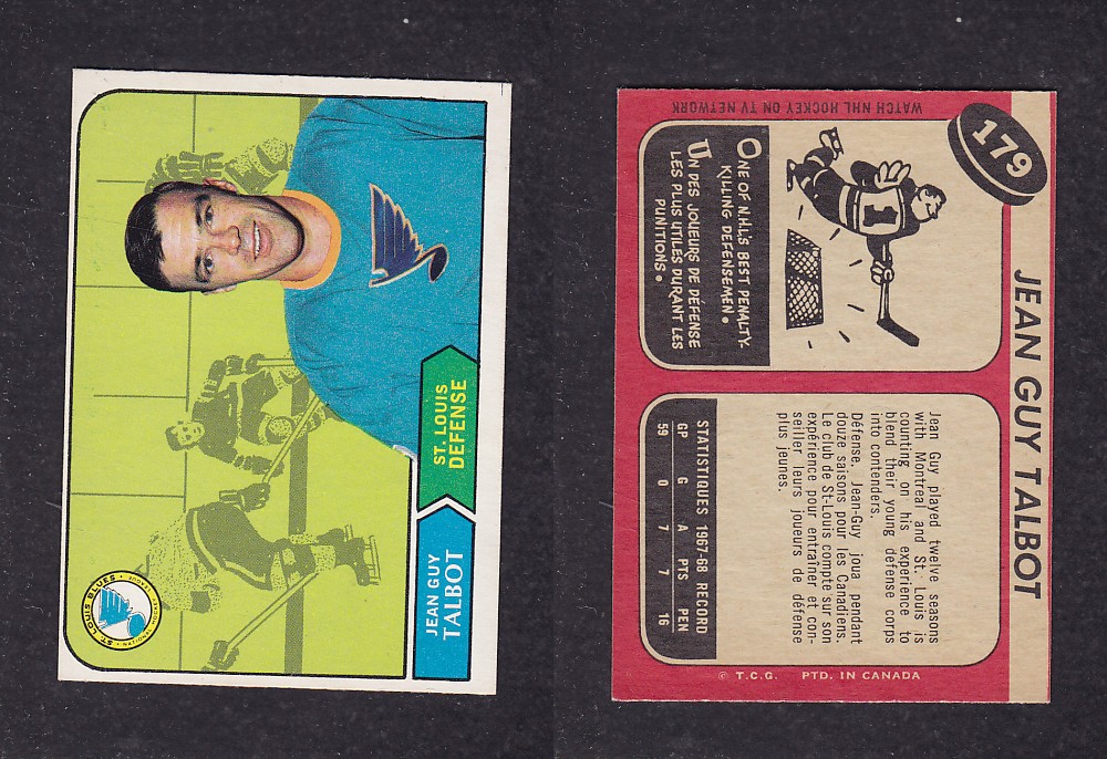 1968-69 O-PEE-CHEE HOCKEY CARD #179 J. G. TALBOT photo 1968-69 O-PEE-CHEE HOCKEY CARD #179 J. G. TALBOT photo