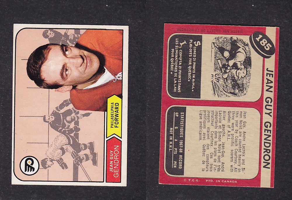 1968-69 O-PEE-CHEE HOCKEY CARD #185 J. G. GENDRON photo 1968-69 O-PEE-CHEE HOCKEY CARD #185 J. G. GENDRON photo
