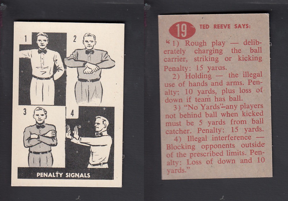1952 CFL PARKHURST FOOTBALL CARD #19 PENALTY SIGNALS photo 1952 CFL PARKHURST FOOTBALL CARD #19 PENALTY SIGNALS photo