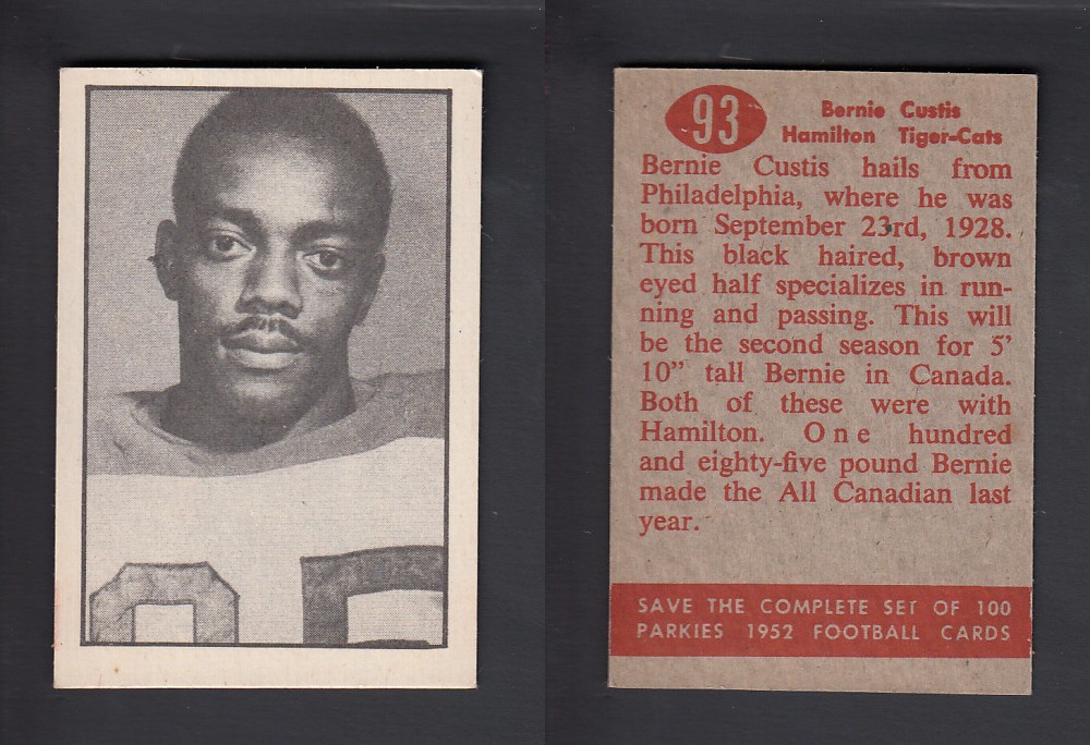 1952 CFL PARKHURST FOOTBALL CARD #93 B. CURTIS photo