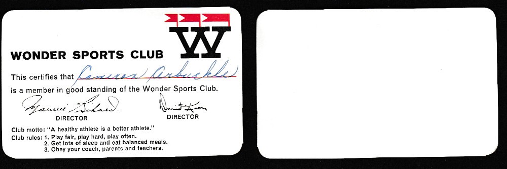 1960-61 WONDER BREAD MEMBER CLUB CARD photo 1960-61 WONDER BREAD MEMBER CLUB CARD photo