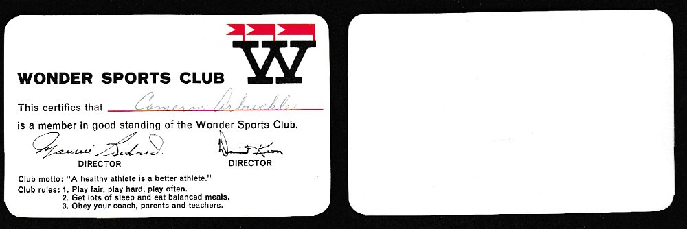 1960-61 WONDER BREAD MEMBER CLUB CARD photo 1960-61 WONDER BREAD MEMBER CLUB CARD photo