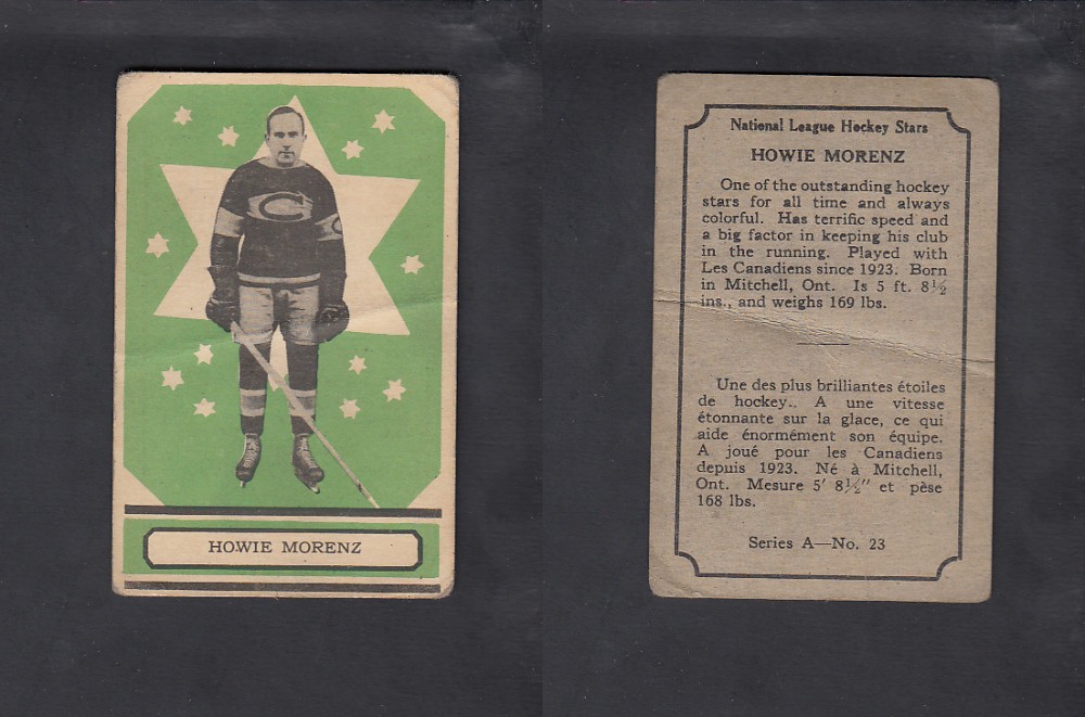 1933-34 O-PEE-CHEE HOCKEY CARD #23 H. MORENZ photo 1933-34 O-PEE-CHEE HOCKEY CARD #23 H. MORENZ photo