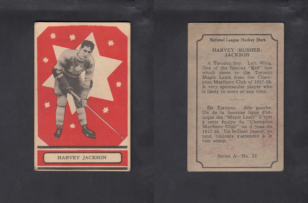 1933-34 0-PEE-CHEE HOCKEY CARD #33 H. JACKSON photo 1933-34 0-PEE-CHEE HOCKEY CARD #33 H. JACKSON photo