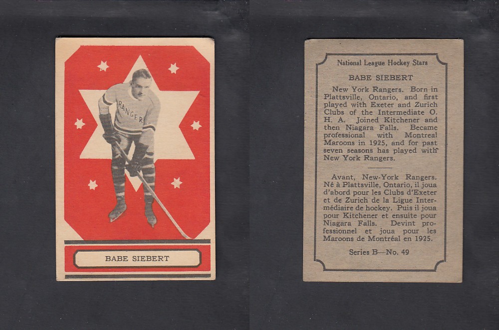 1933-34 O-PEE-CHEE HOCKEY CARD #49 B. SIEBERT photo 1933-34 O-PEE-CHEE HOCKEY CARD #49 B. SIEBERT photo