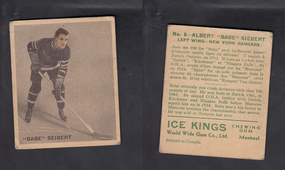1933-34 ICE KINGS HOCKEY CARD #8 B. SEIBERT photo 1933-34 ICE KINGS HOCKEY CARD #8 B. SEIBERT photo