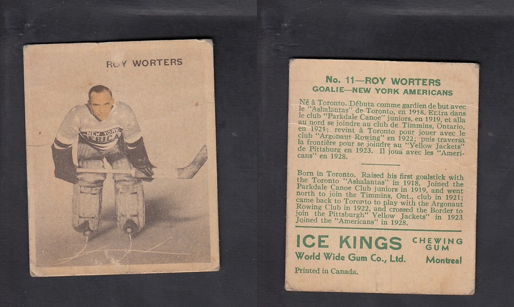 1933-34 ICE KINGS HOCKEY CARD #11 R. WORTERS photo 1933-34 ICE KINGS HOCKEY CARD #11 R. WORTERS photo