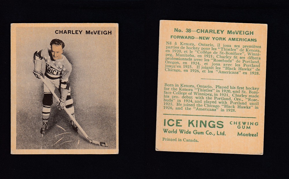 1933-34 ICE KINGS HOCKEY CARD #38 C. MCVEIGH photo 1933-34 ICE KINGS HOCKEY CARD #38 C. MCVEIGH photo