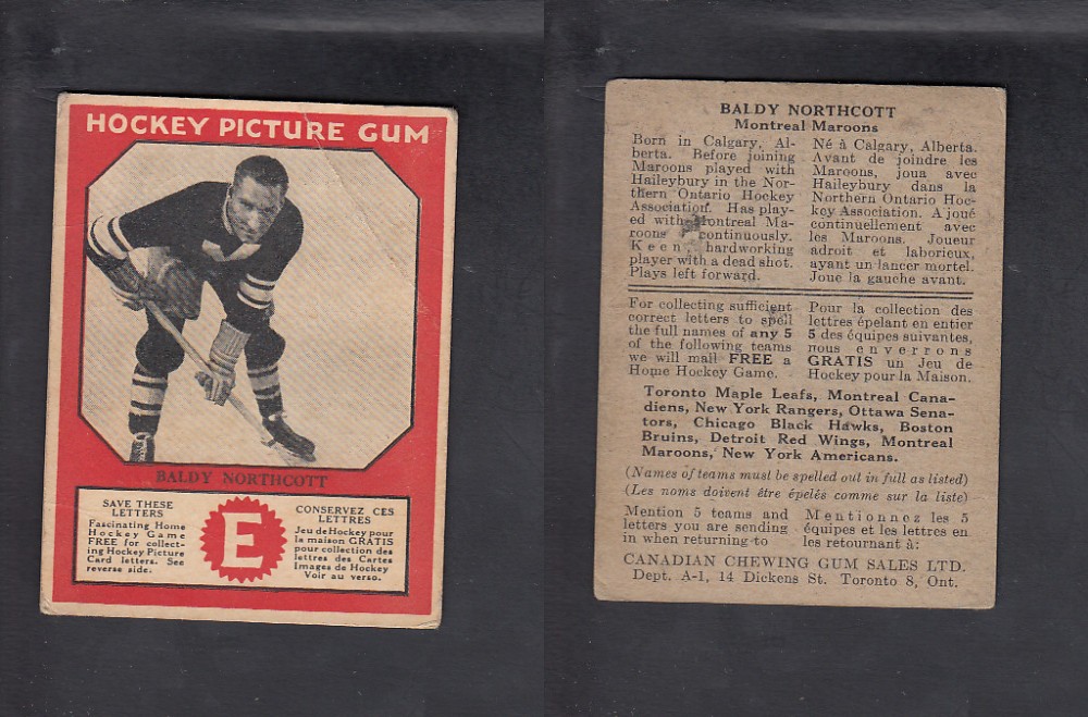 1933-34 CANADIAN CHEWING GUM HOCKEY CARD B. NORTHCOTT photo 1933-34 CANADIAN CHEWING GUM HOCKEY CARD B. NORTHCOTT photo