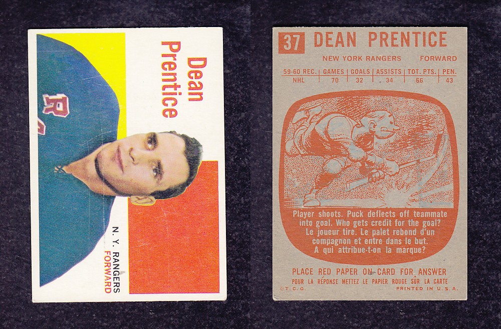 1960-61 TOPPS HOCKEY CARD #37 D. PRENTICE photo 1960-61 TOPPS HOCKEY CARD #37 D. PRENTICE photo