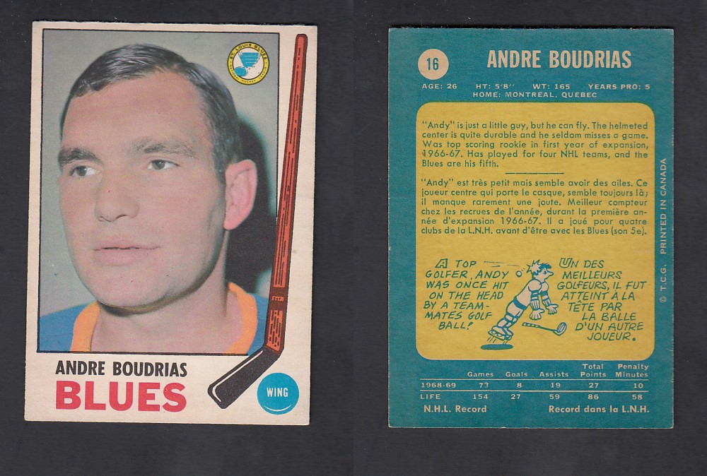 1969-70 O-PEE-CHEE HOCKEY CARD #16 A. BOUDRIAS photo 1969-70 O-PEE-CHEE HOCKEY CARD #16 A. BOUDRIAS photo
