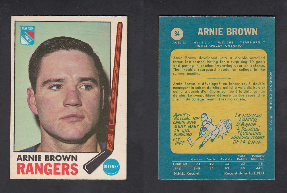 1969-70 O-PEE-CHEE HOCKEY CARD #34 A. BROWN photo 1969-70 O-PEE-CHEE HOCKEY CARD #34 A. BROWN photo