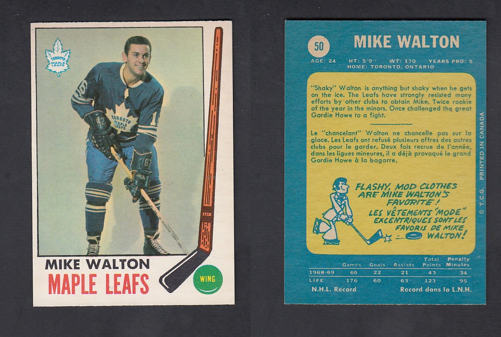 1969-70 O-PEE-CHEE HOCKEY CARD #50 M. WALTON photo 1969-70 O-PEE-CHEE HOCKEY CARD #50 M. WALTON photo