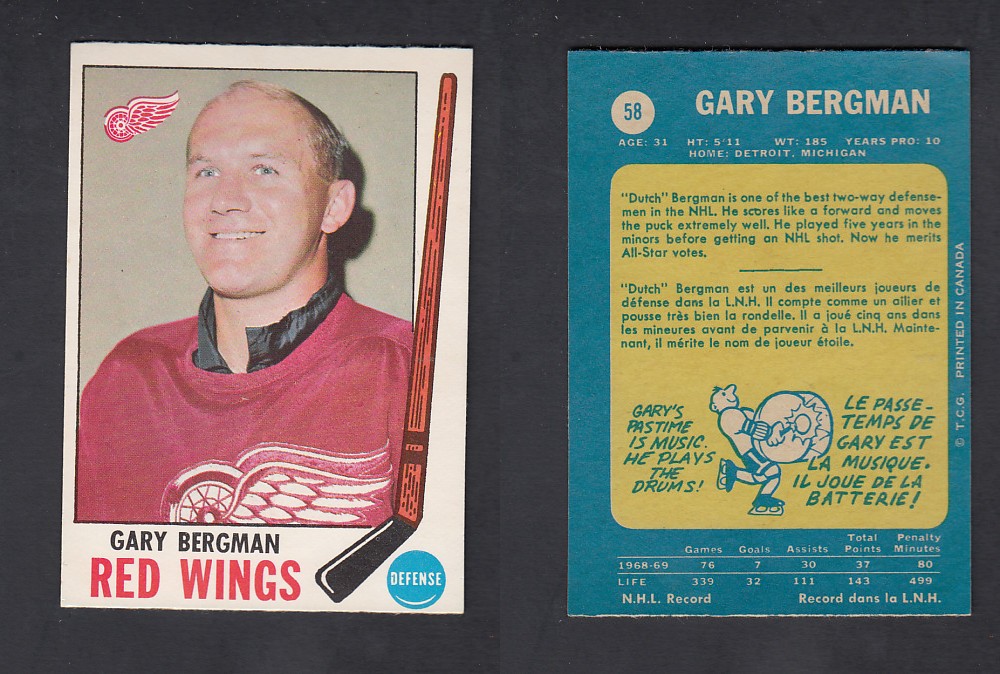 1969-70 O-PEE-CHEE HOCKEY CARD #58 G. BERGMAN photo