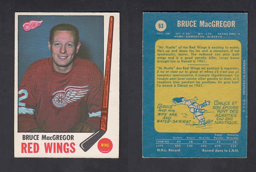 1969-70 O-PEE-CHEE HOCKEY CARD #63 B. MACGREGOR photo 1969-70 O-PEE-CHEE HOCKEY CARD #63 B. MACGREGOR photo