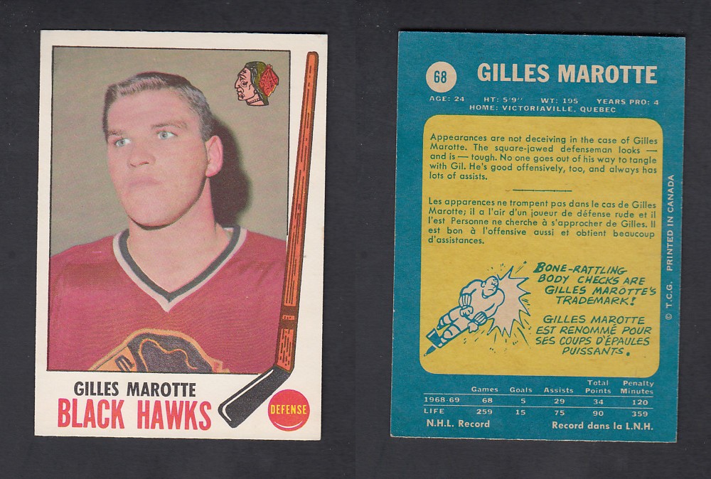 1969-70 O-PEE-CHEE HOCKEY CARD #68 G. MAROTTE photo 1969-70 O-PEE-CHEE HOCKEY CARD #68 G. MAROTTE photo