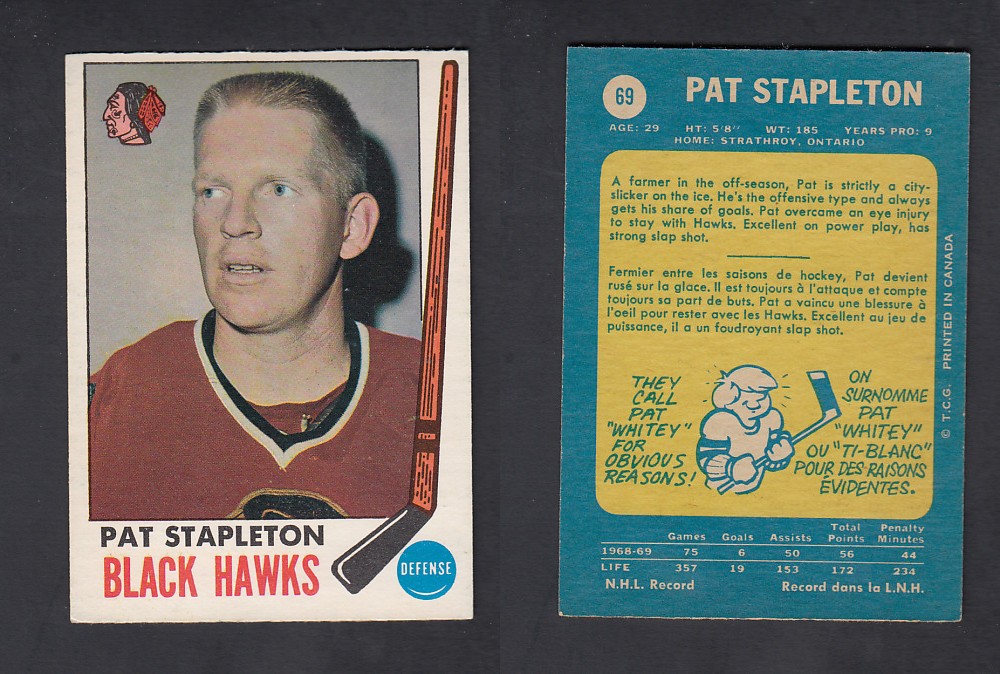 1969-70 O-PEE-CHEE HOCKEY CARD #69 P. STAPLETON photo 1969-70 O-PEE-CHEE HOCKEY CARD #69 P. STAPLETON photo