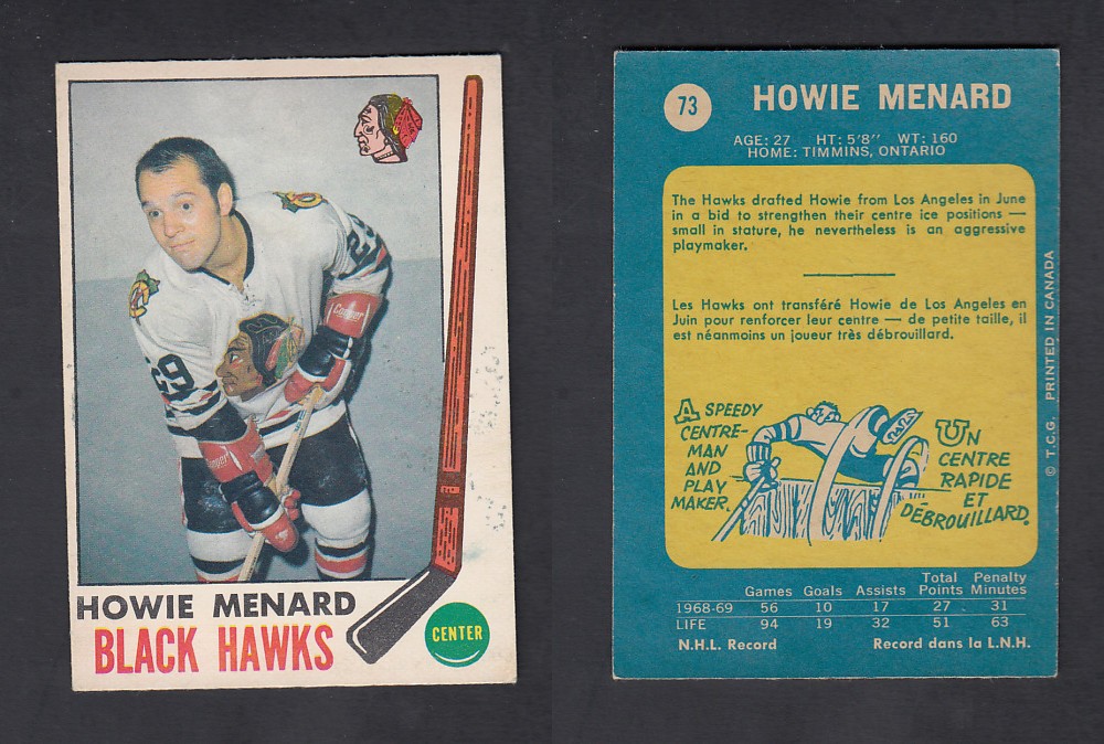 1969-70 O-PEE-CHEE HOCKEY CARD #73 H. MENARD photo
