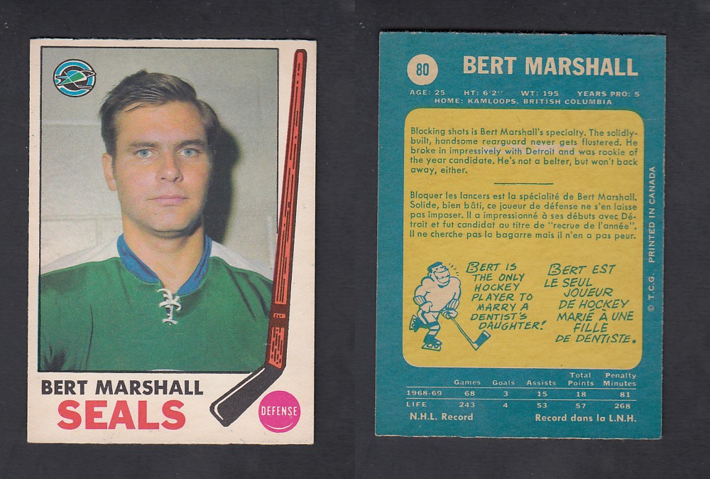 1969-70 O-PEE-CHEE HOCKEY CARD #80 B. MARSHALL photo 1969-70 O-PEE-CHEE HOCKEY CARD #80 B. MARSHALL photo