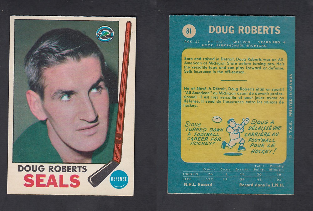 1969-70 O-PEE-CHEE HOCKEY CARD #81 D. ROBERTS photo 1969-70 O-PEE-CHEE HOCKEY CARD #81 D. ROBERTS photo