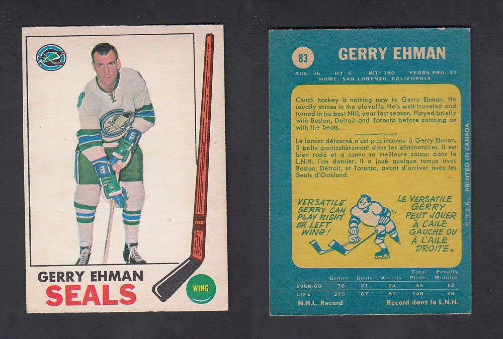 1969-70 O-PEE-CHEE HOCKEY CARD #83 G. EHMAN photo