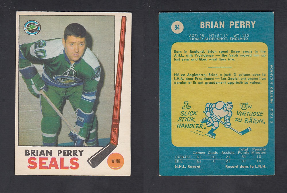1969-70 O-PEE-CHEE HOCKEY CARD #84 B. PERRY photo