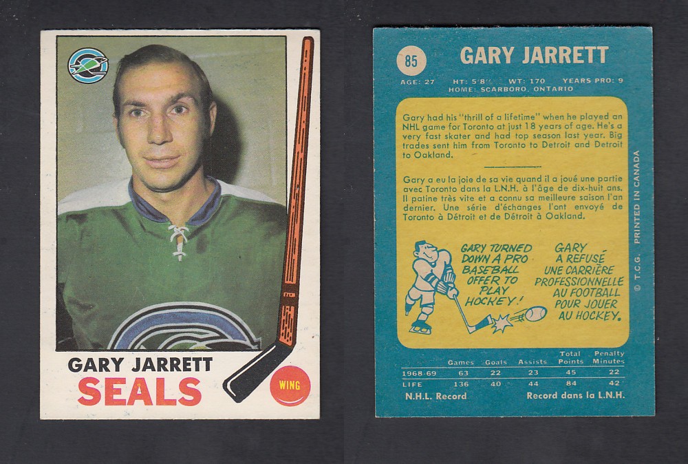 1969-70 O-PEE-CHEE HOCKEY CARD #85 G. JARRETT photo 1969-70 O-PEE-CHEE HOCKEY CARD #85 G. JARRETT photo