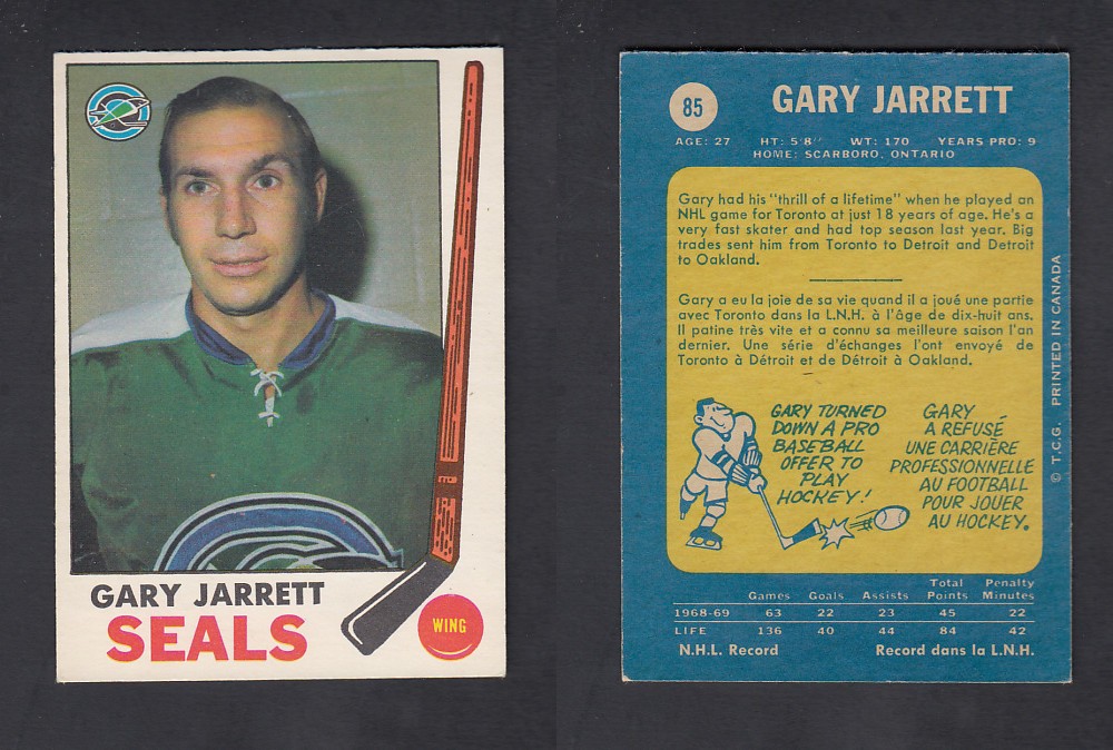 1969-70 O-PEE-CHEE HOCKEY CARD #85 G. JARRETT photo