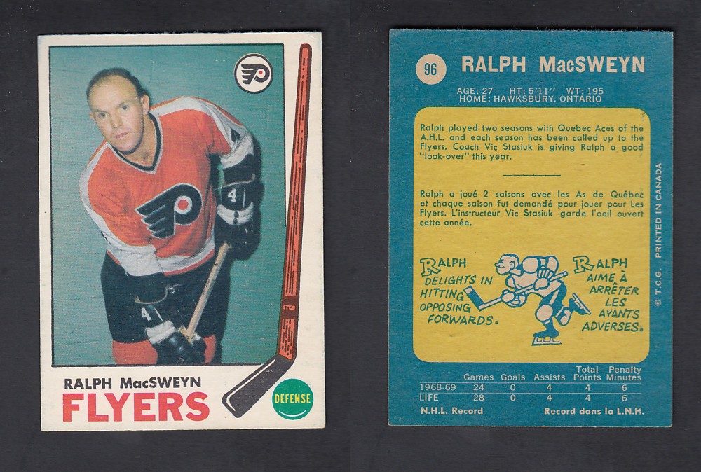 1969-70 O-PEE-CHEE HOCKEY CARD #96 R. MacSWEYN photo 1969-70 O-PEE-CHEE HOCKEY CARD #96 R. MacSWEYN photo