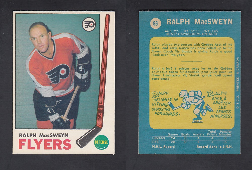 1969-70 O-PEE-CHEE HOCKEY CARD #96 R. MacSWEYN photo 1969-70 O-PEE-CHEE HOCKEY CARD #96 R. MacSWEYN photo