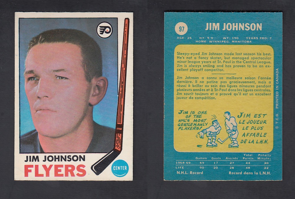 1969-70 O-PEE-CHEE HOCKEY CARD #97 J. JOHNSON photo 1969-70 O-PEE-CHEE HOCKEY CARD #97 J. JOHNSON photo