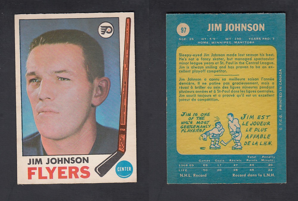 1969-70 O-PEE-CHEE HOCKEY CARD #97 J. JOHNSON photo 1969-70 O-PEE-CHEE HOCKEY CARD #97 J. JOHNSON photo