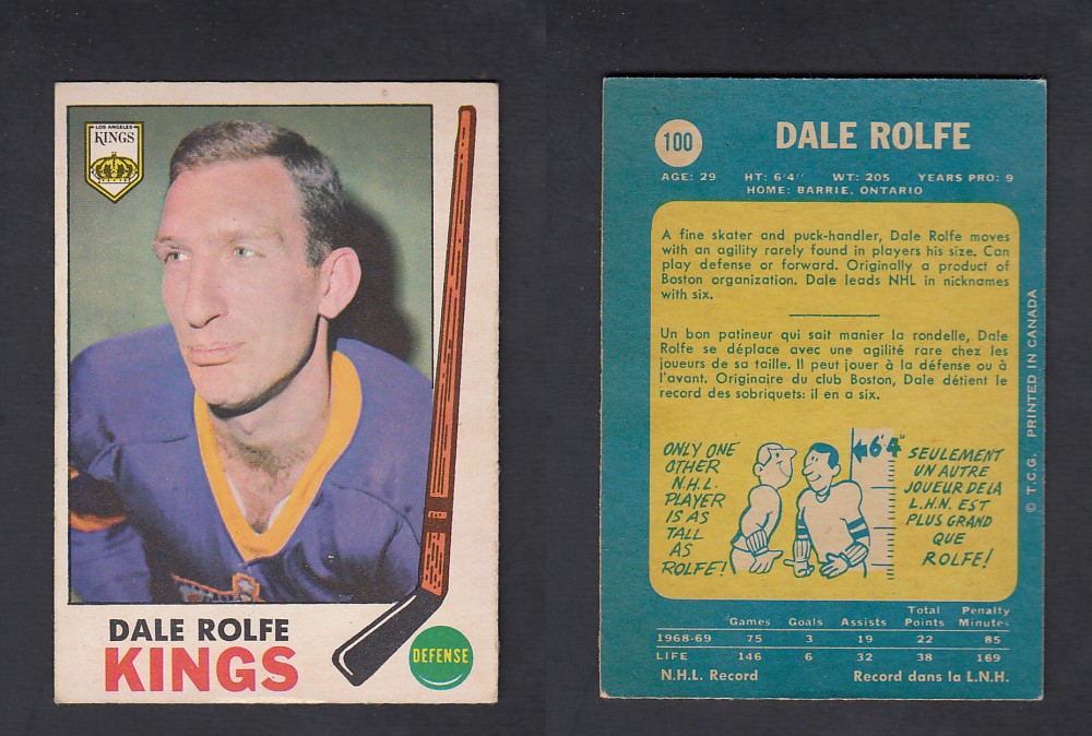 1969-70 O-PEE-CHEE HOCKEY CARD #100 D. ROLFE photo