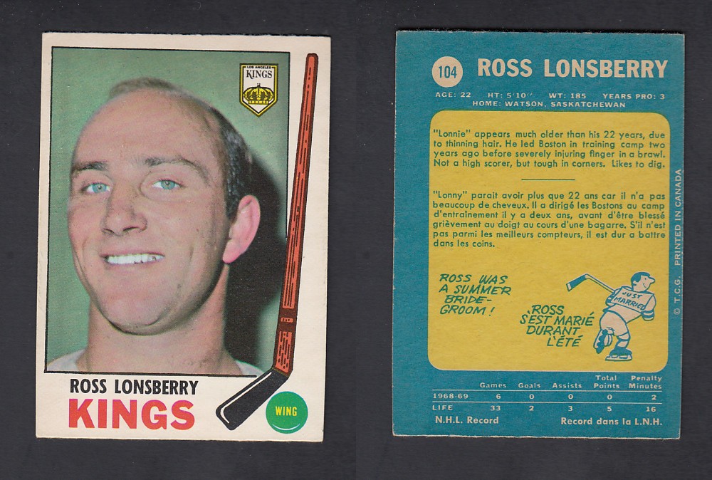 1969-70 O-PEE-CHEE HOCKEY CARD #104 R. LONSBERRY photo