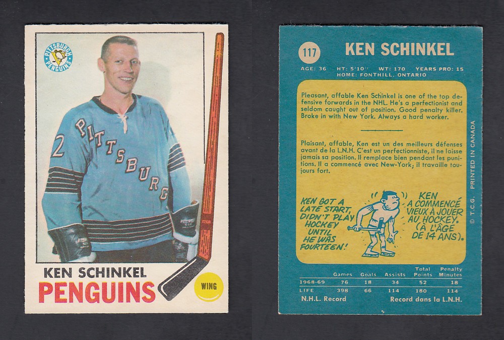 1969-70 O-PEE-CHEE HOCKEY CARD #117 K. SCHINKEL photo 1969-70 O-PEE-CHEE HOCKEY CARD #117 K. SCHINKEL photo