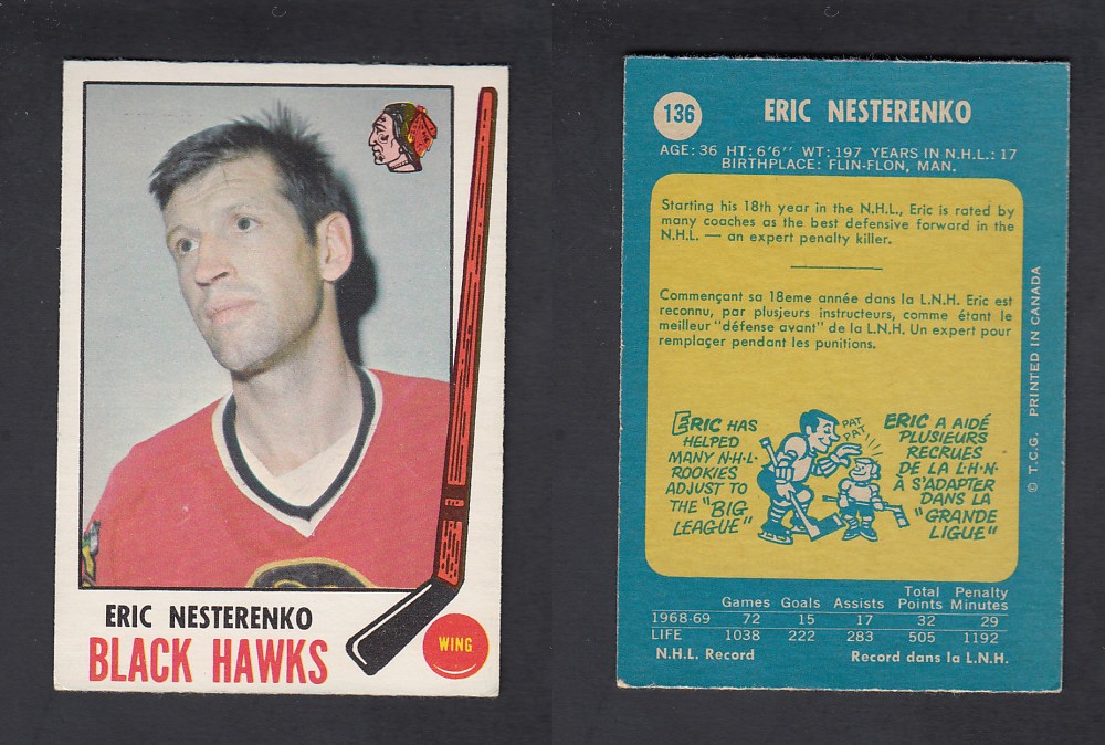 1969-70 O-PEE-CHEE HOCKEY CARD #136 E. NESTERENKO photo 1969-70 O-PEE-CHEE HOCKEY CARD #136 E. NESTERENKO photo