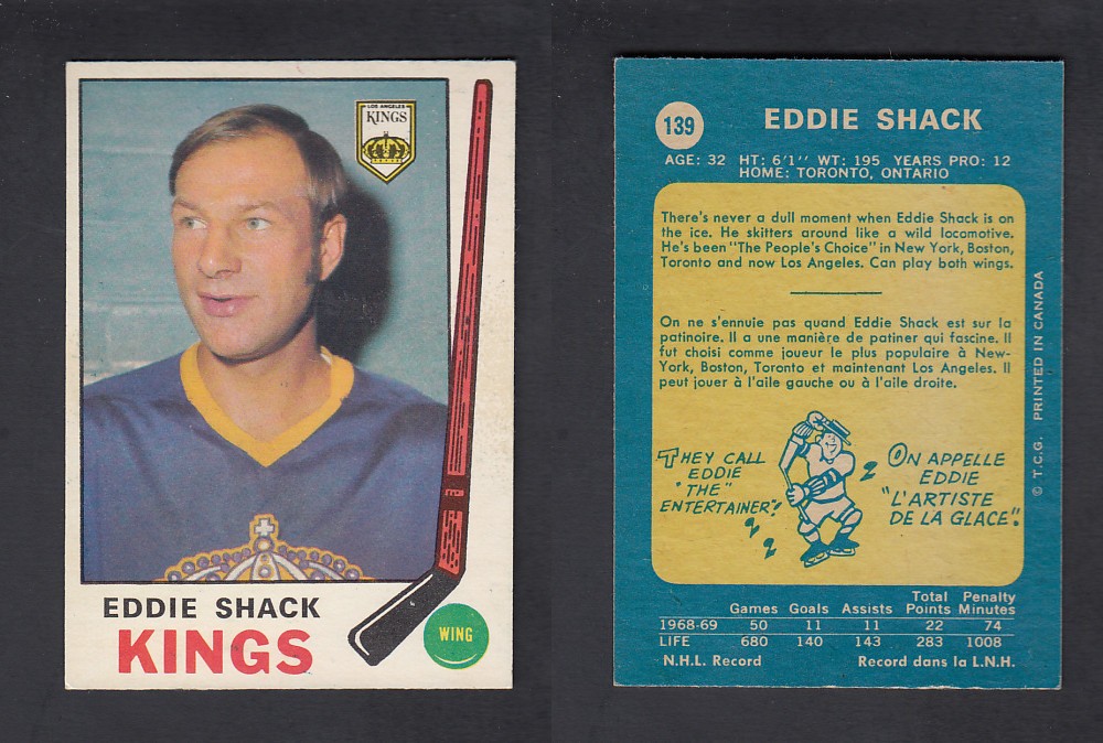 1969-70 O-PEE-CHEE HOCKEY CARD #139 E. SHACK photo
