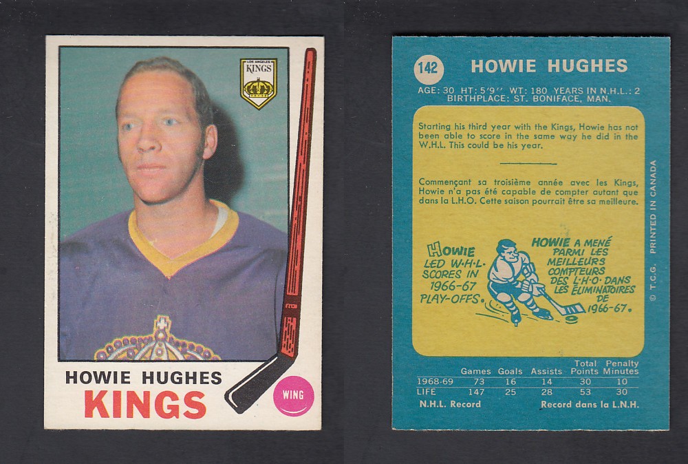 1969-70 O-PEE-CHEE HOCKEY CARD #142 H. HUGHES photo 1969-70 O-PEE-CHEE HOCKEY CARD #142 H. HUGHES photo