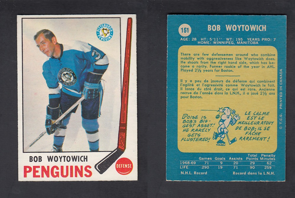 1969-70 O-PEE-CHEE HOCKEY CARD #151 B. WOYTOWICH photo 1969-70 O-PEE-CHEE HOCKEY CARD #151 B. WOYTOWICH photo