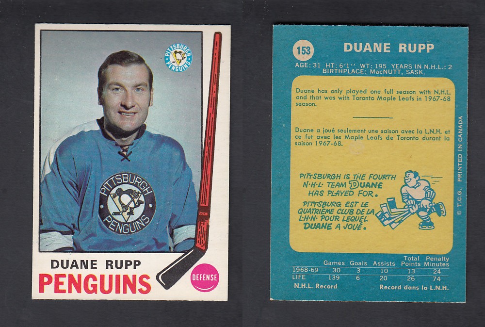 1969-70 O-PEE-CHEE HOCKEY CARD #153 D. RUPP photo 1969-70 O-PEE-CHEE HOCKEY CARD #153 D. RUPP photo