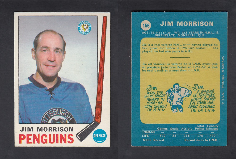 1969-70 O-PEE-CHEE HOCKEY CARD #156 J. MORRISON photo 1969-70 O-PEE-CHEE HOCKEY CARD #156 J. MORRISON photo