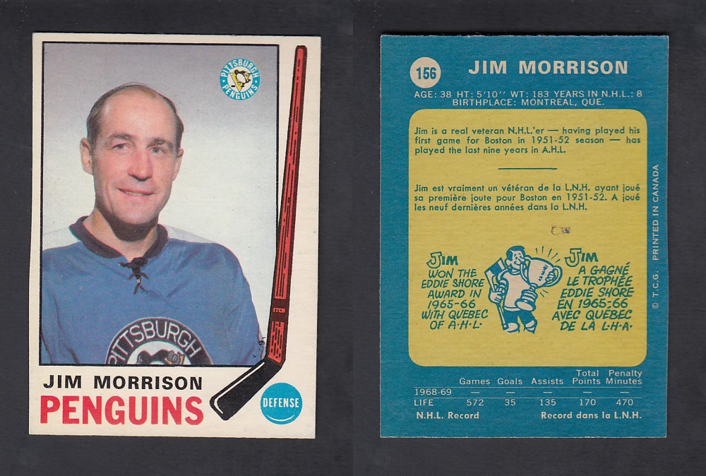 1969-70 O-PEE-CHEE HOCKEY CARD #156 J. MORRISON photo 1969-70 O-PEE-CHEE HOCKEY CARD #156 J. MORRISON photo