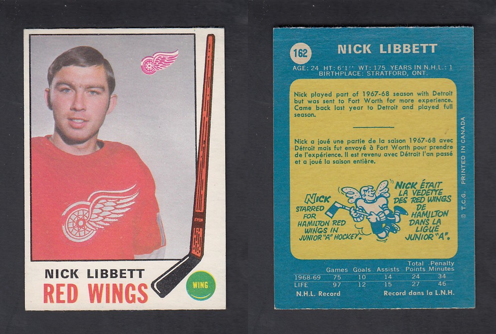 1969-70 O-PEE-CHEE HOCKEY CARD #162 N. LIBBETT photo 1969-70 O-PEE-CHEE HOCKEY CARD #162 N. LIBBETT photo