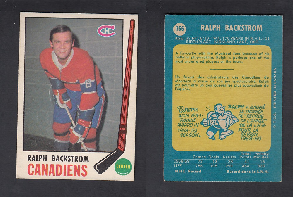 1969-70 O-PEE-CHEE HOCKEY CARD #166 R. BACKSTROM photo