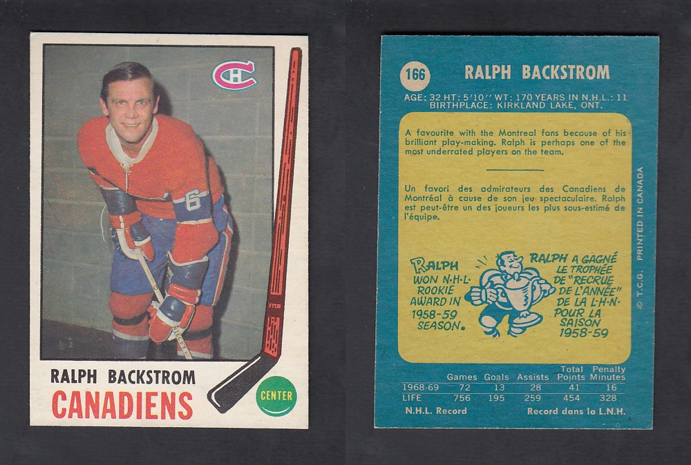 1969-70 O-PEE-CHEE HOCKEY CARD #166 R. BACKSTROM photo 1969-70 O-PEE-CHEE HOCKEY CARD #166 R. BACKSTROM photo