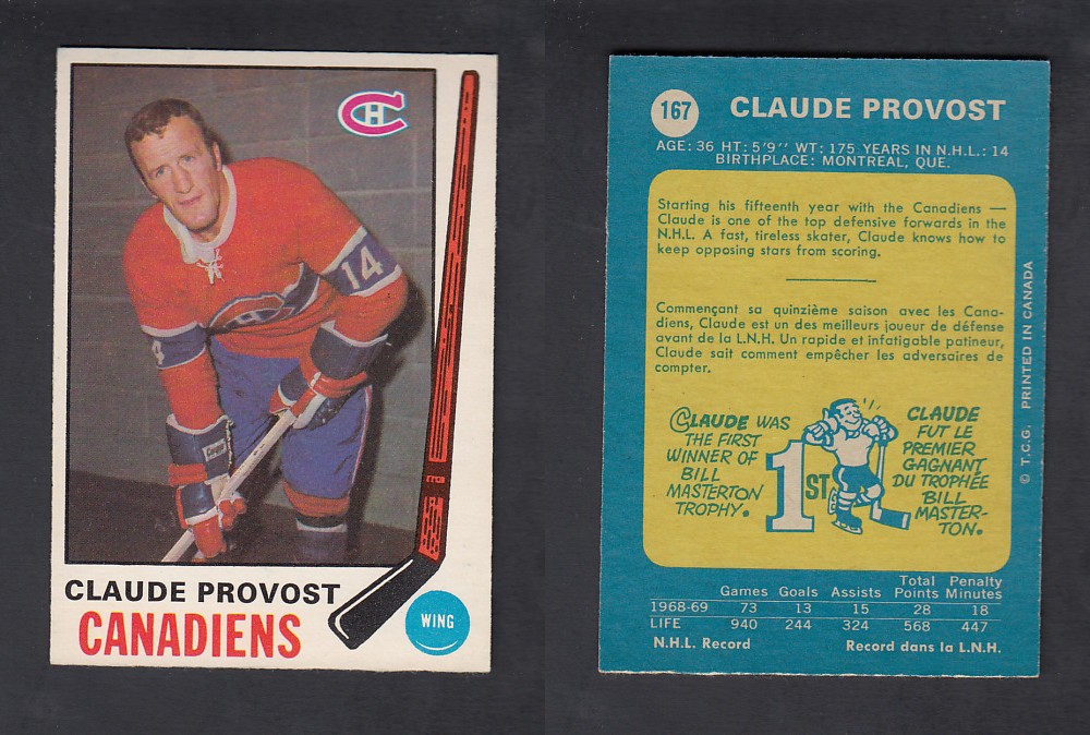 1969-70 O-PEE-CHEE HOCKEY CARD #167 C. PRONOVOST photo