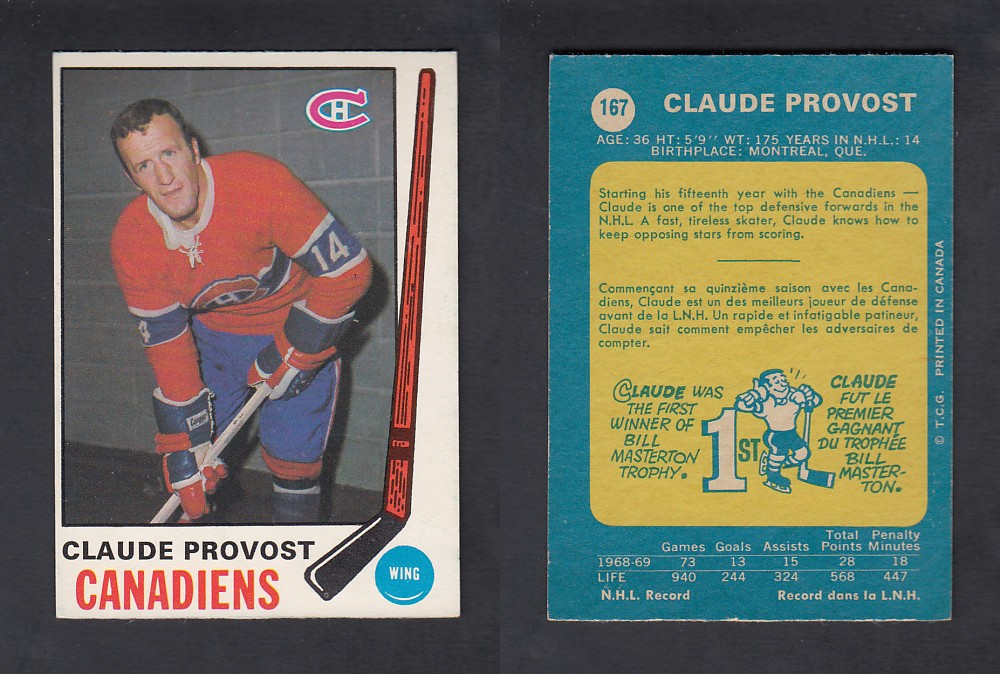 1969-70 O-PEE-CHEE HOCKEY CARD #167 C. PRONOVOST photo