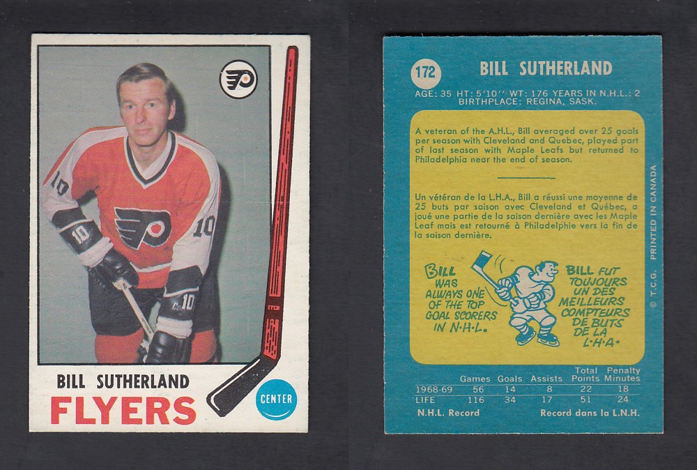 1969-70 O-PEE-CHEE HOCKEY CARD #172 B. SUTHERLAND photo