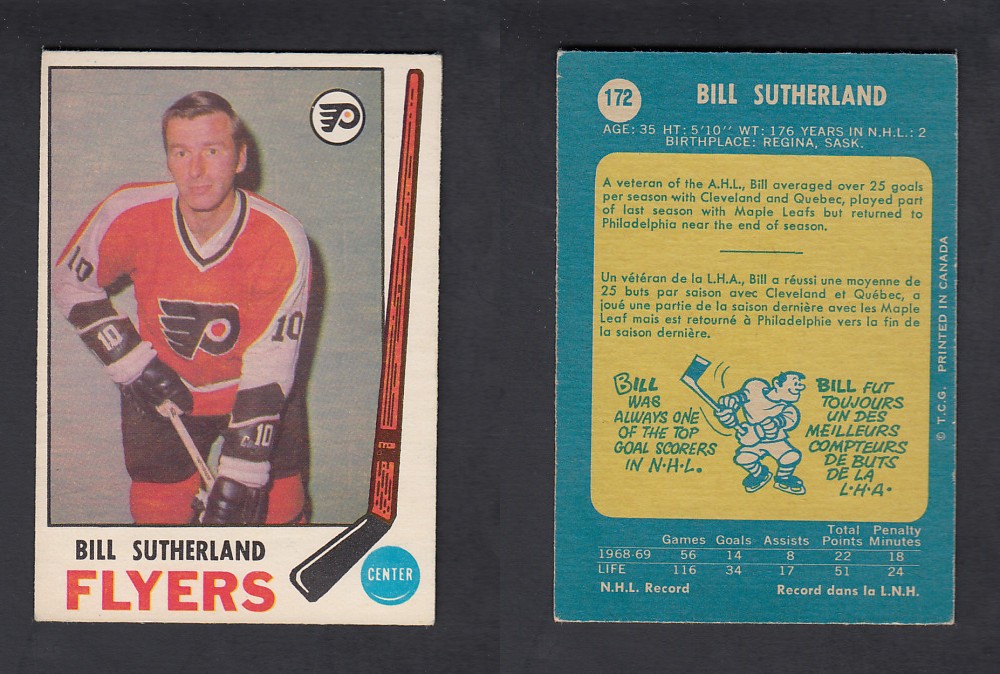 1969-70 O-PEE-CHEE HOCKEY CARD #172 B. SUTHERLAND photo